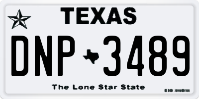 TX license plate DNP3489
