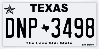 TX license plate DNP3498