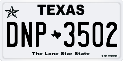 TX license plate DNP3502