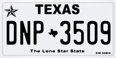 TX license plate DNP3509