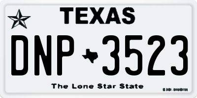TX license plate DNP3523