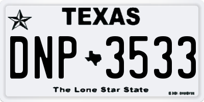 TX license plate DNP3533