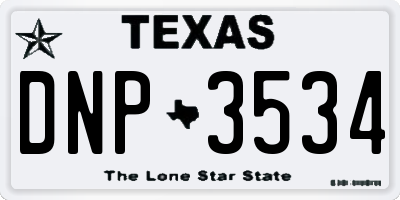 TX license plate DNP3534