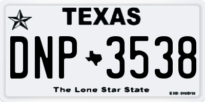 TX license plate DNP3538
