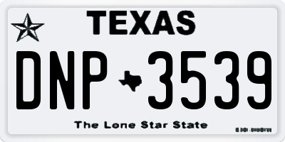 TX license plate DNP3539