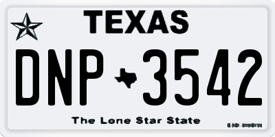 TX license plate DNP3542
