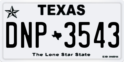 TX license plate DNP3543