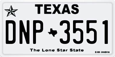 TX license plate DNP3551