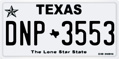 TX license plate DNP3553
