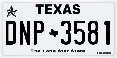 TX license plate DNP3581