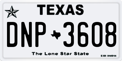TX license plate DNP3608