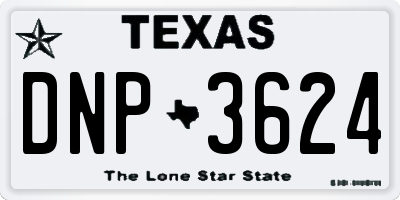 TX license plate DNP3624