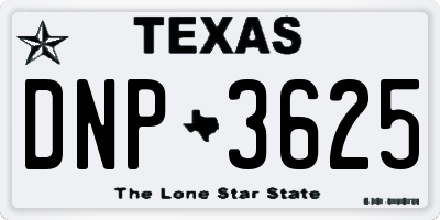 TX license plate DNP3625