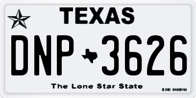 TX license plate DNP3626