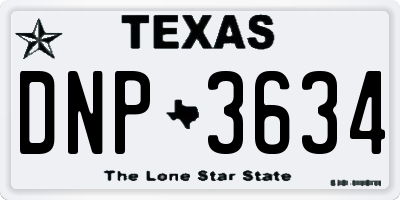 TX license plate DNP3634