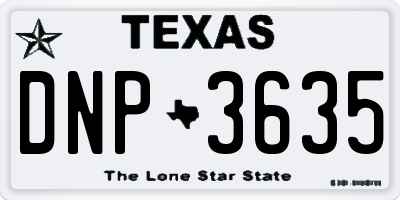 TX license plate DNP3635