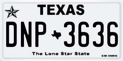 TX license plate DNP3636