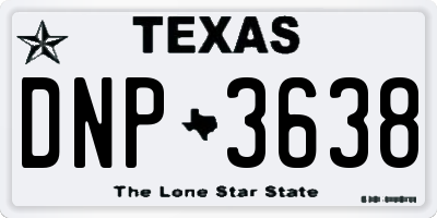 TX license plate DNP3638
