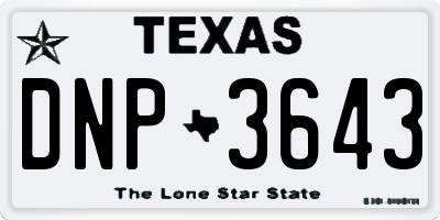 TX license plate DNP3643