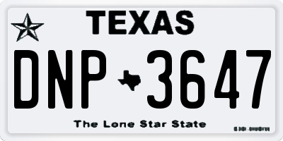 TX license plate DNP3647