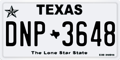 TX license plate DNP3648