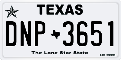 TX license plate DNP3651