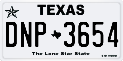 TX license plate DNP3654