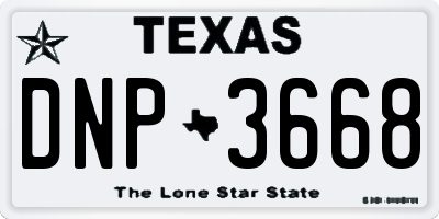 TX license plate DNP3668