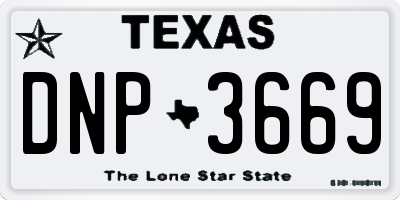 TX license plate DNP3669