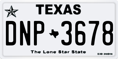 TX license plate DNP3678