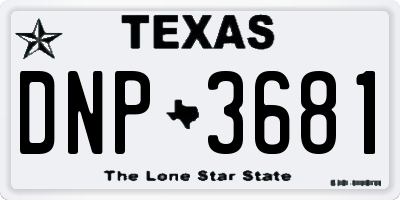 TX license plate DNP3681