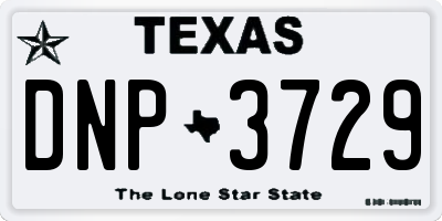 TX license plate DNP3729