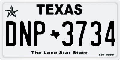 TX license plate DNP3734