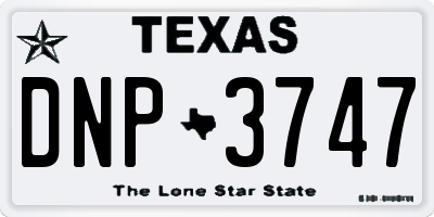TX license plate DNP3747