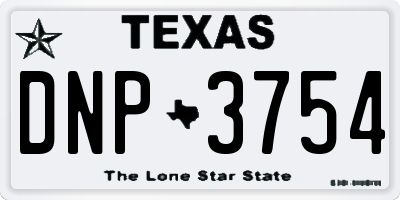 TX license plate DNP3754