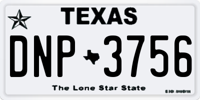 TX license plate DNP3756