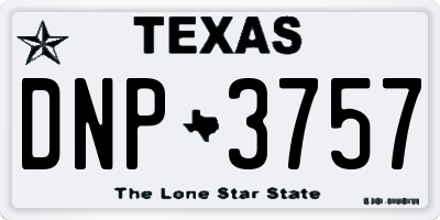 TX license plate DNP3757