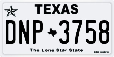 TX license plate DNP3758