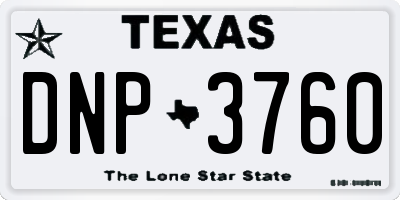 TX license plate DNP3760