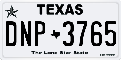 TX license plate DNP3765