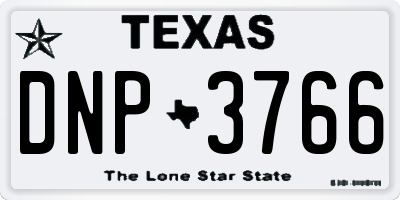 TX license plate DNP3766