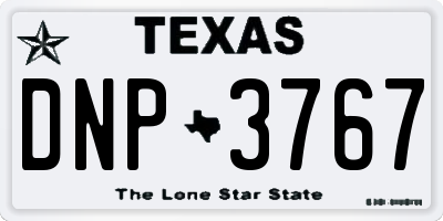 TX license plate DNP3767