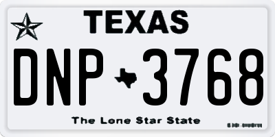 TX license plate DNP3768
