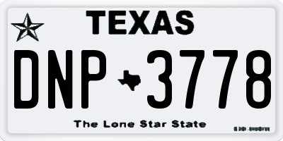 TX license plate DNP3778