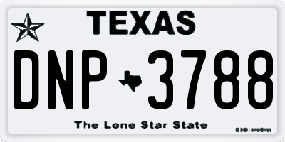 TX license plate DNP3788