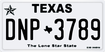 TX license plate DNP3789