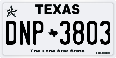 TX license plate DNP3803