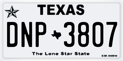 TX license plate DNP3807