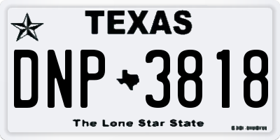 TX license plate DNP3818