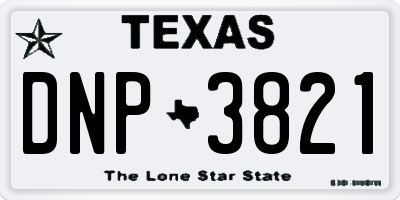 TX license plate DNP3821